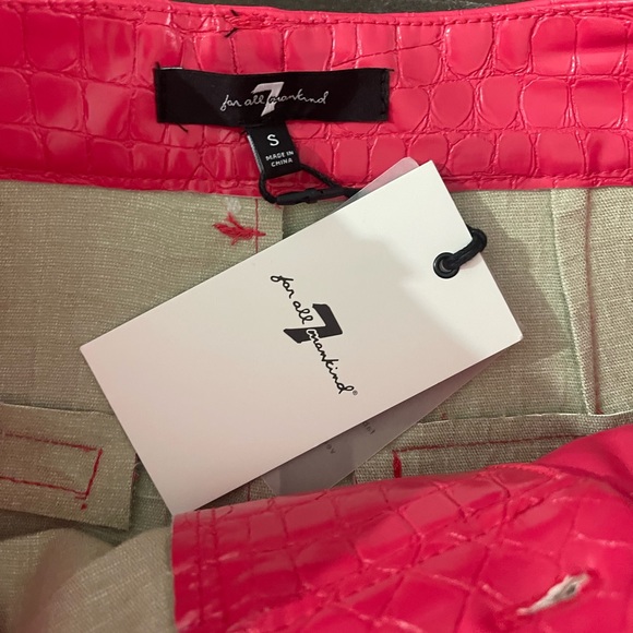 NWT 2pc 7 For All Mankind Pink Croc Leather Corset Crop Top Shorts Set Sz Small - Picture 15 of 16